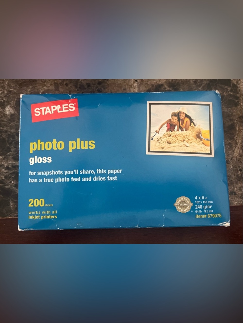 Photo Plus Paper Gloss 200 Sheets 4" x 6" 64lbs For Inkjet Printers